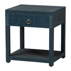 bali & pari Nata Grasscloth Nightstand with Drawer and Open Shelf, Indigo